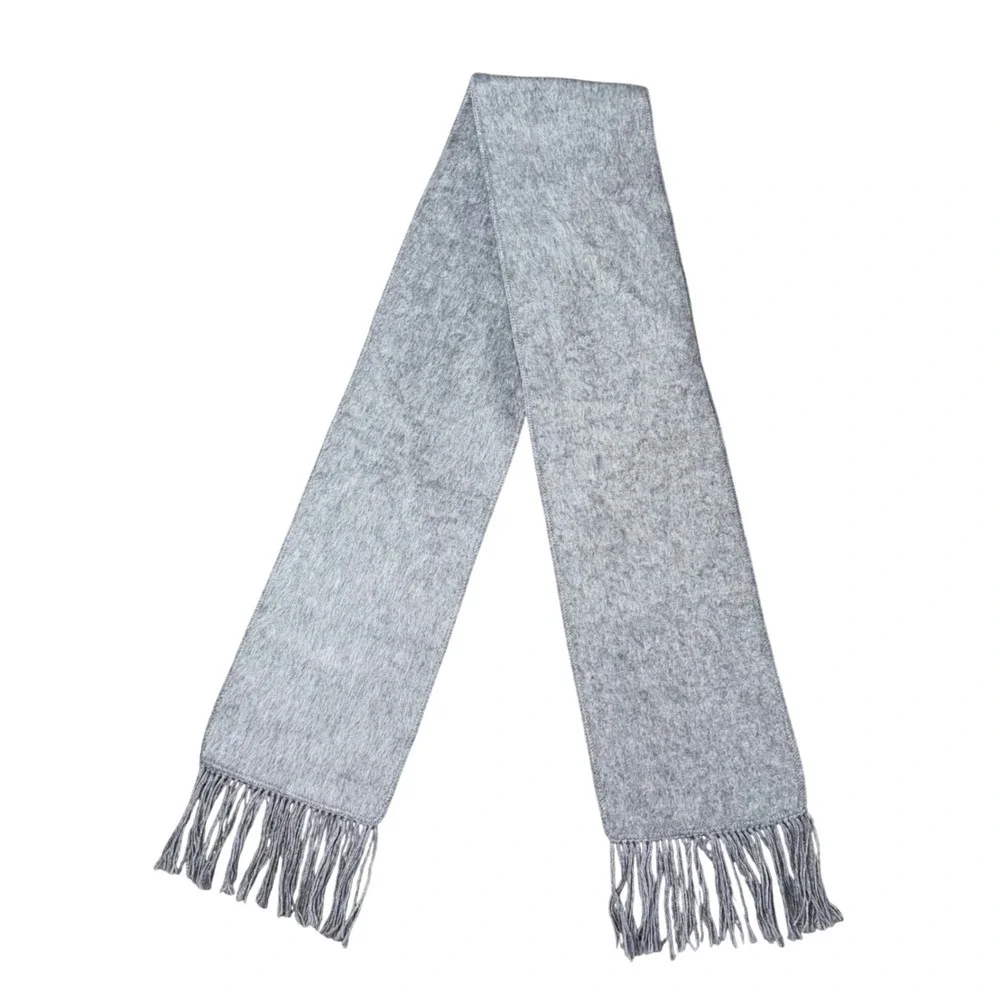 Alpaca Wool Scarf Heather Gray Fringe‎ Trim Winter Neck Wear Unisex